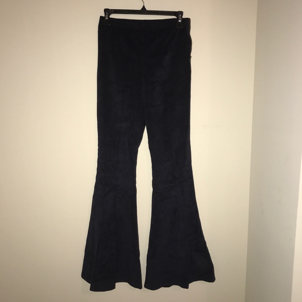 Navy ribbed flare pants!! About a 30" inseam